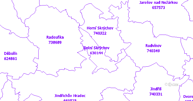 Katastrální mapa Dolní Skrýchov - přehledová mapa katastrálního území