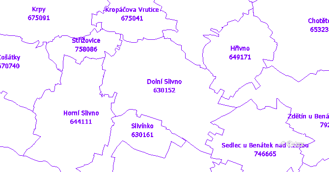 Katastrální mapa Dolní Slivno