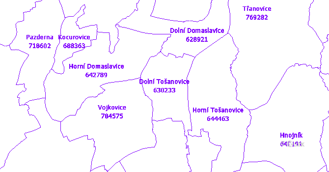 Katastrální mapa Dolní Tošanovice - přehledová mapa katastrálního území