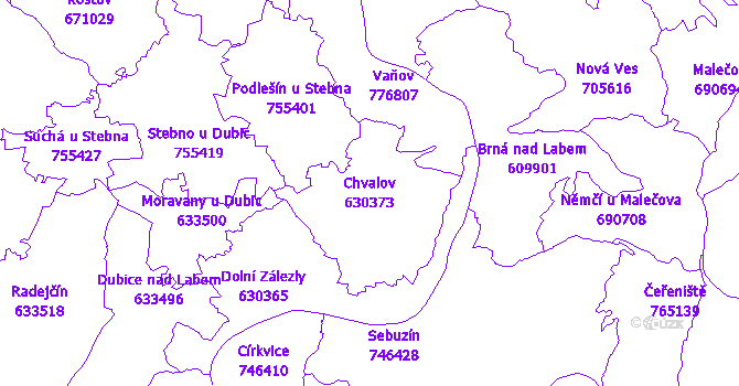 Katastrální mapa Chvalov