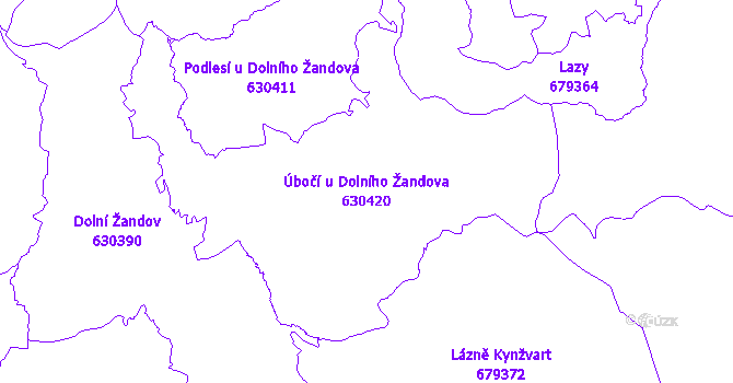 Katastrální mapa Úbočí u Dolního Žandova