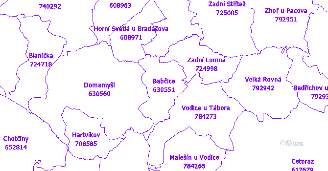 Katastrální mapa Babčice