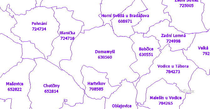 Katastrální mapa Domamyšl