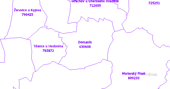Katastrální mapa Domanín - přehledová mapa katastrálního území