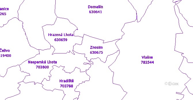 Katastrální mapa Znosim - přehledová mapa katastrálního území