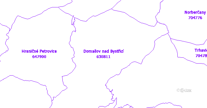 Katastrální mapa Domašov nad Bystřicí - přehledová mapa katastrálního území