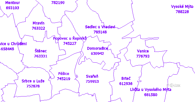 Katastrální mapa Domoradice