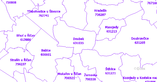 Katastrální mapa Doubek