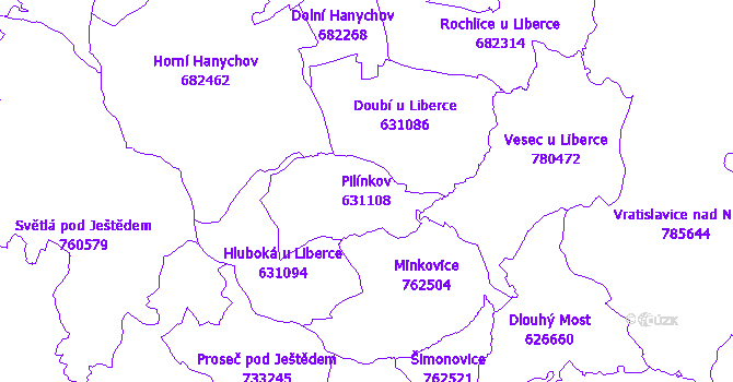 Katastrální mapa Pilínkov - přehledová mapa katastrálního území
