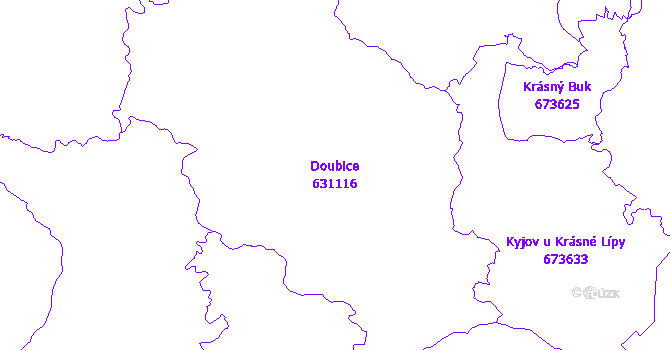 Katastrální mapa Doubice - přehledová mapa katastrálního území