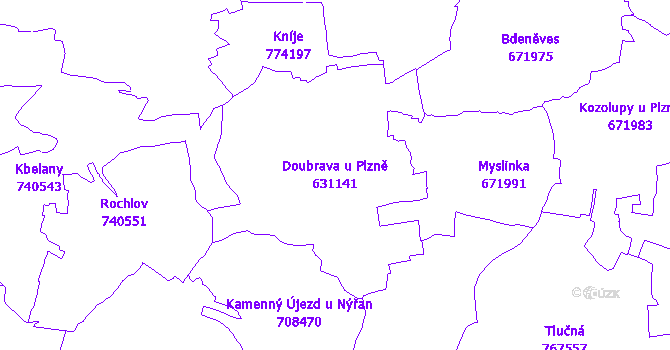 Katastrální mapa Doubrava u Plzně