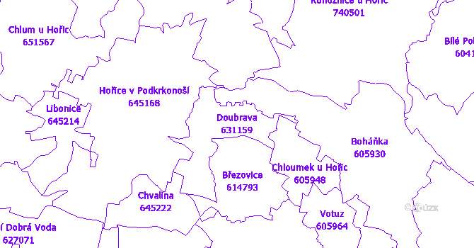 Katastrální mapa Doubrava - přehledová mapa katastrálního území