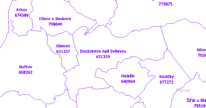Katastrální mapa Doubravice nad Svitavou