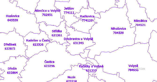 Katastrální mapa Doubravice u Volyně