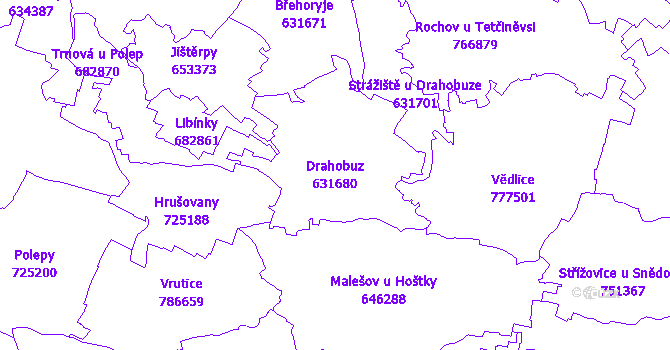 Katastrální mapa Drahobuz - přehledová mapa katastrálního území