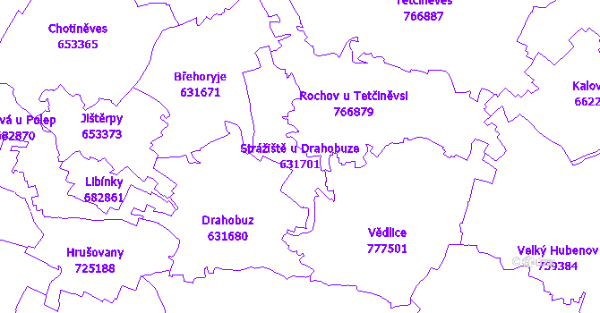 Katastrální mapa Strážiště u Drahobuze - přehledová mapa katastrálního území