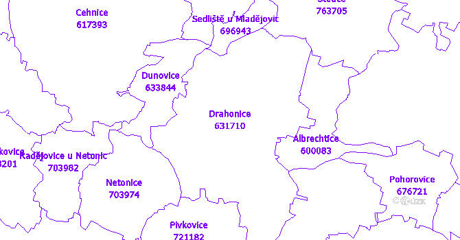 Katastrální mapa Drahonice