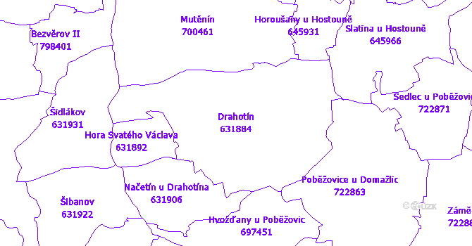 Katastrální mapa Drahotín - přehledová mapa katastrálního území