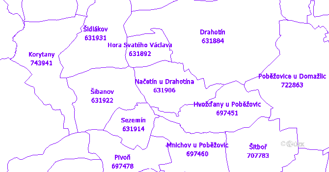 Katastrální mapa Načetín u Drahotína - přehledová mapa katastrálního území
