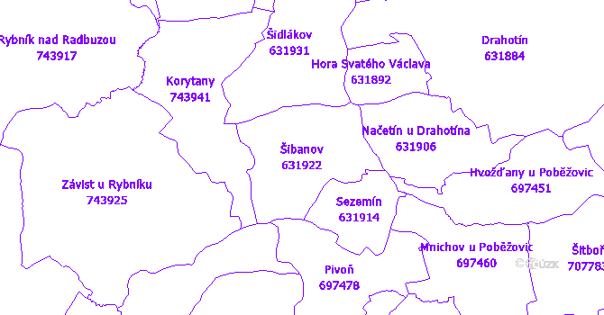 Katastrální mapa Šibanov
