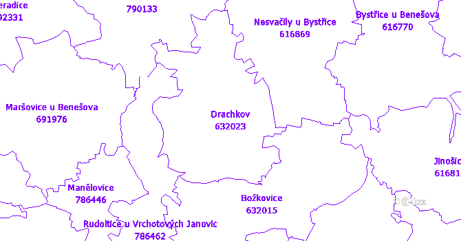 Katastrální mapa Drachkov - přehledová mapa katastrálního území