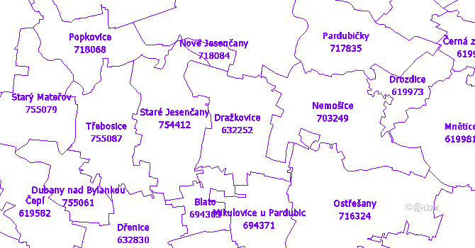 Katastrální mapa Dražkovice