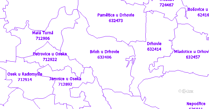 Katastrální mapa Brloh u Drhovle - přehledová mapa katastrálního území