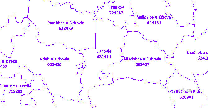 Katastrální mapa Drhovle - přehledová mapa katastrálního území