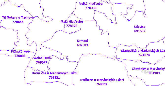 Katastrální mapa Drmoul - přehledová mapa katastrálního území