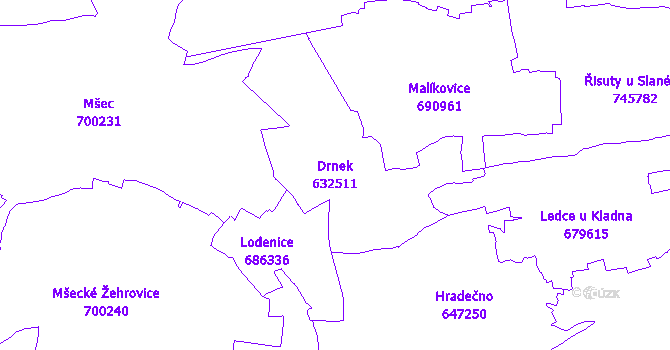Katastrální mapa Drnek - přehledová mapa katastrálního území