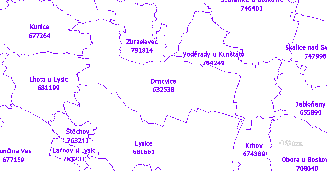 Katastrální mapa Drnovice - přehledová mapa katastrálního území