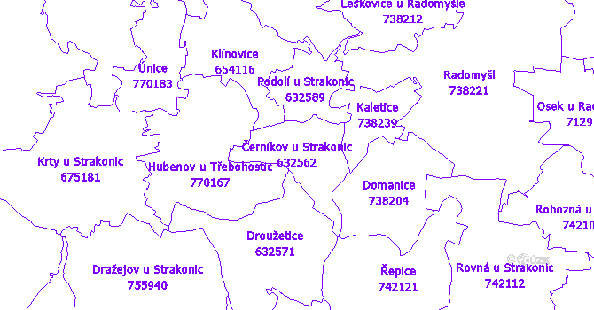 Katastrální mapa Černíkov u Strakonic - přehledová mapa katastrálního území