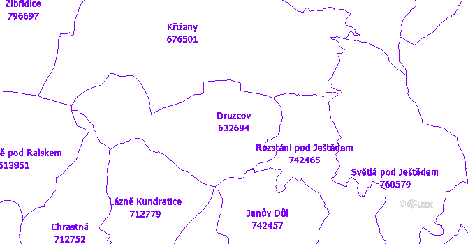Katastrální mapa Druzcov
