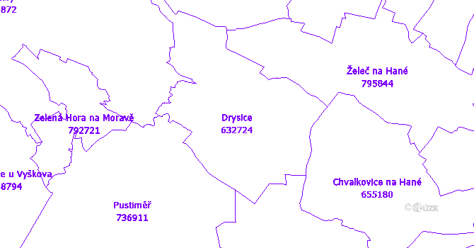 Katastrální mapa Drysice