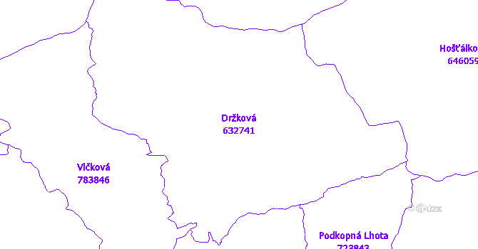 Katastrální mapa Držková - přehledová mapa katastrálního území