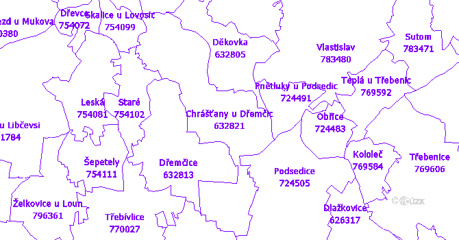Katastrální mapa Chrášťany u Dřemčic