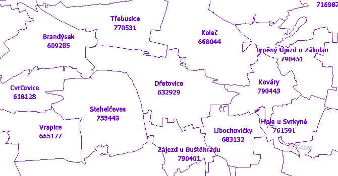 Katastrální mapa Dřetovice