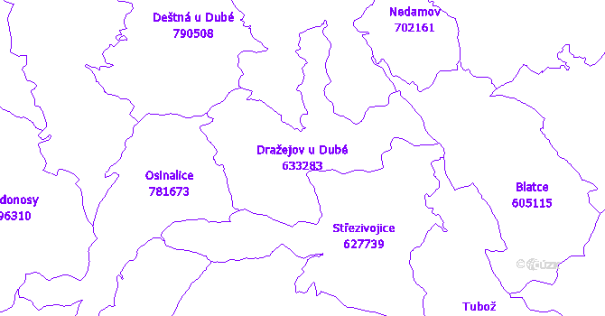 Katastrální mapa Dražejov u Dubé - přehledová mapa katastrálního území