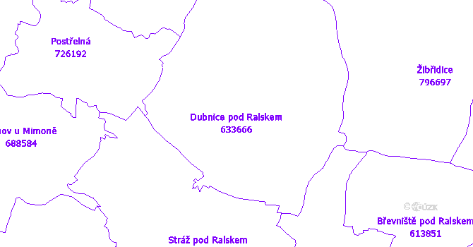 Katastrální mapa Dubnice pod Ralskem - přehledová mapa katastrálního území