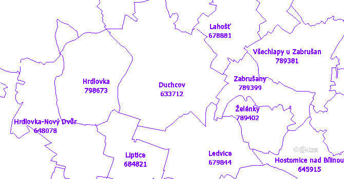 Katastrální mapa Duchcov - přehledová mapa katastrálního území