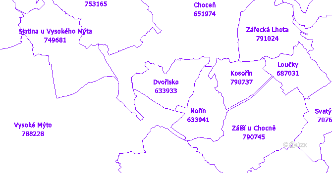 Katastrální mapa Dvořisko
