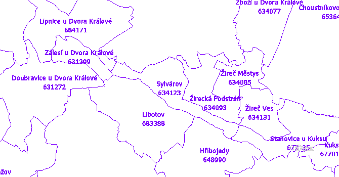 Katastrální mapa Sylvárov - přehledová mapa katastrálního území