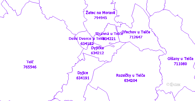 Katastrální mapa Dyjička - přehledová mapa katastrálního území