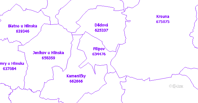 Katastrální mapa Filipov - přehledová mapa katastrálního území