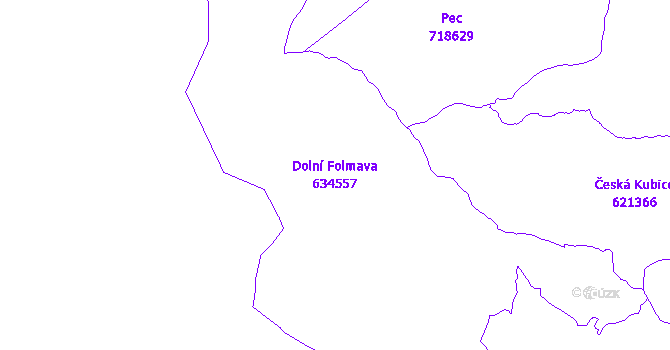 Katastrální mapa Dolní Folmava - přehledová mapa katastrálního území