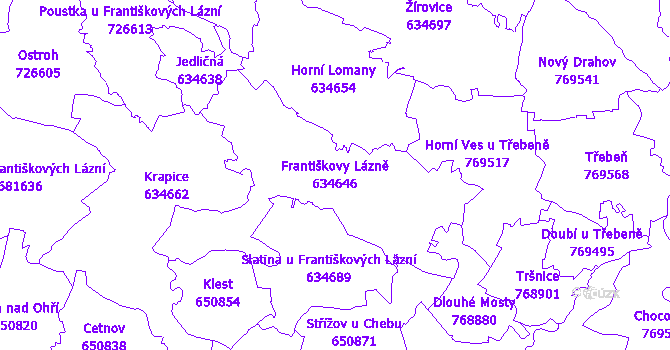 Katastrální mapa Františkovy Lázně