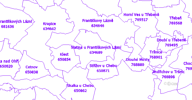 Katastrální mapa Slatina u Františkových Lázní - přehledová mapa katastrálního území