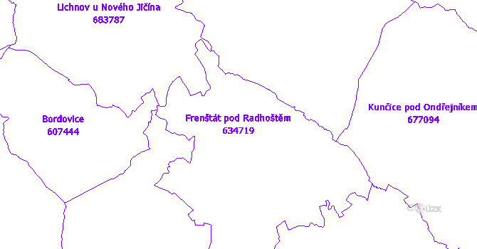 Katastrální mapa Frenštát pod Radhoštěm - přehledová mapa katastrálního území