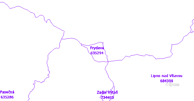 Katastrální mapa Frydava - přehledová mapa katastrálního území