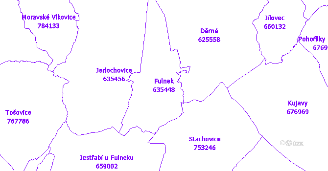 Katastrální mapa Fulnek - přehledová mapa katastrálního území